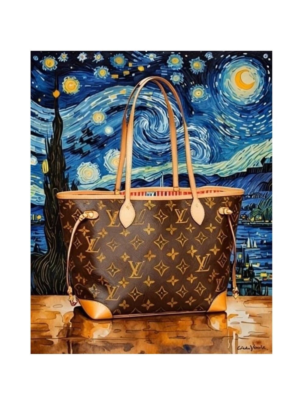 LV Neverfull Tribute II LTD EDT Van Gogh Limited, 16”x20”
